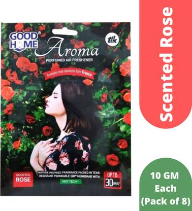 Good Home Rose Blocks Aroma Scented Rose Perfumed Air Freshener (Air Pocket) 10g Each (Pack of 8)