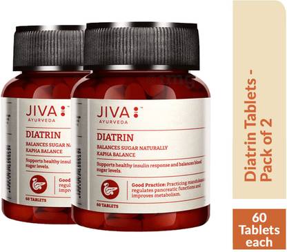 JIVA AYURVEDA Diatrin Tablets - Controls Sugar - 60 Tablets Each - Pack of 2