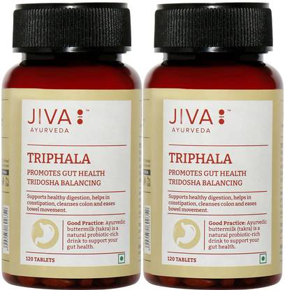 JIVA Triphala Tablets - Promotes Gut Health - 120 Tablets Each - Pack of 2