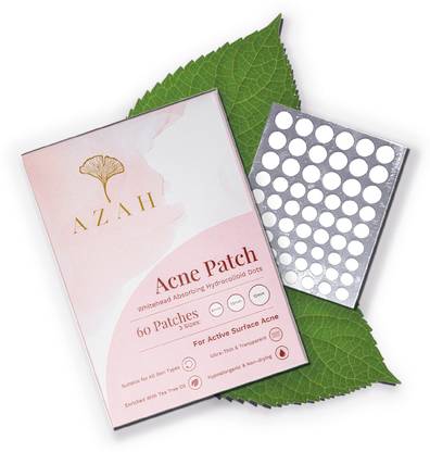 AZAH Acne Patch | Transparent Hydrocolloid Patches for Quick Acne, Scarring, Whitehead & Blemish Treatment | Non-Drying Protective Cover | 60 Patches of 3 Sizes