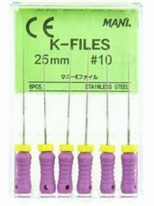 Mani K file 25mm size 10 Root Canal Endodontic Files stainless steel Dental Elevator