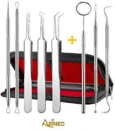 ARINEO 8 Pieces Blackhead Remover Tweezer Kit & Dental Tools Dental Implant