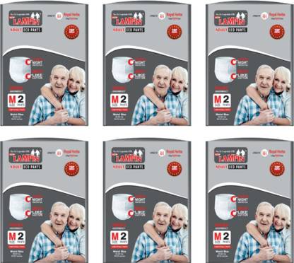 Lampin Eco Pant Style Diaper, Smooth like Cotton, and 12hours Protection - Medium (Pack of 6) Adult Diapers - M