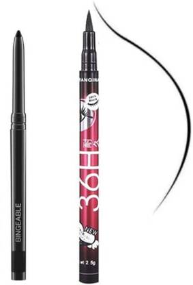 Bingeable Waterproof BLACK Auto Revolving Kajal stay up to 16 hours & Yankina 36h Sketch pen eyeliner 12 g