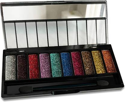 मेकअप एंड मोर 10 Color Glitter Eyeshadow, Contains Brush, Provides Shimmer And Shine, Finely Pressed And Highly Pigmented Colors, Create Best Eye Looks 13 g
