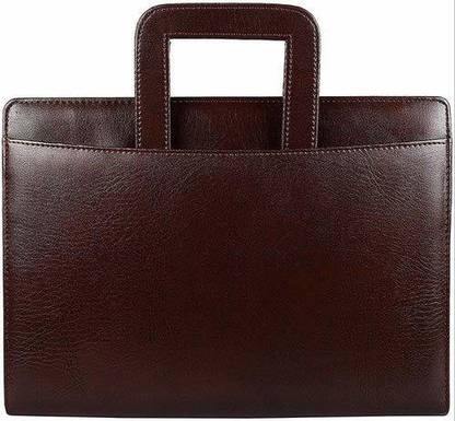 True-Ally Leather Premium Leatherette A4 Conference 2D Ring Binder File Folder with Adjustable Handle Includes 25 Leaf of 200 Micron Sheet Protector for Interview Documents Certificates , Dark Chocolate