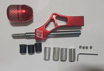 Auto MT Gear Shift Knob Adjustable Extender + Gear Shift KNOB Height Lever Extension Car Gear Shifter Extender Kit with 4 Adapters (RED GEAR Extension + RED GEAR KNOB) Gear Knob