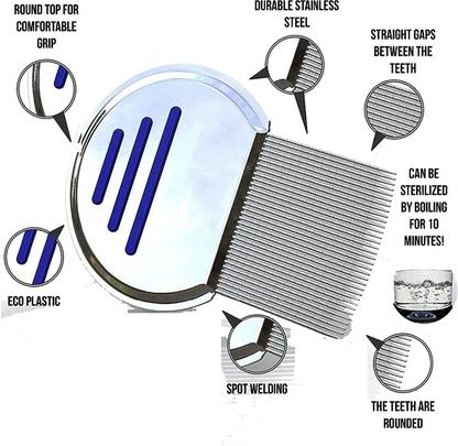 Me-billa RED Premium Lice Comb With Steel Teeth removes Lice & Nits NIT Free Hair.