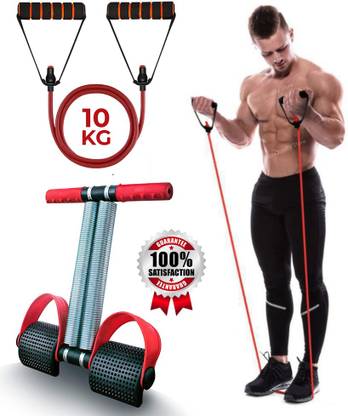 Top Quality Store Double Spring Premium Natural Latex and Thread Count Nylon, Foam Wrapped Handle Tummy Trimmer with Exercise Resistance Toning Stretchable Tube for Abdominal and Full Body Workou Fitness Accessory Kit Kit