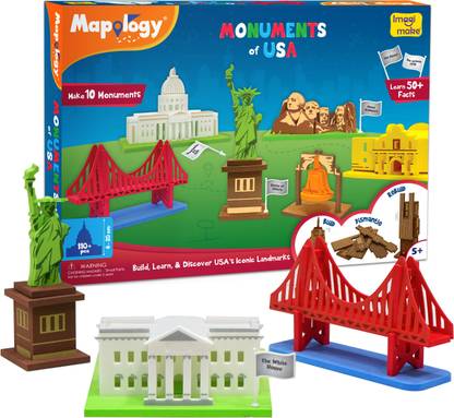 Imagimake Mapology Monuments of USA- Construction Set- Make 10 Monuments- Educational Toy