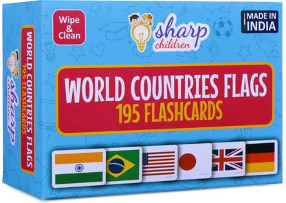 Sharp Children Country Flag Flash Cards For Kids, Countries Capitals, and Flags of the World