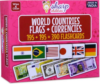 Sharp Children Country Flag Flash Cards For Kids, Countries Capitals, and Flags of the World