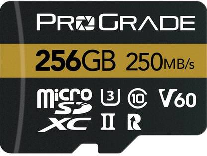 ProGrade Digital PGMSD256GBPNA UHS-II V60 Gold 256 GB MicroSDXC Class 10 250 MB/s  Memory Card Compatible with Camera