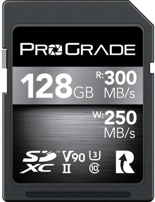 ProGrade Digital PGSD128GBCKNA SDXC UHS-II V90 128 GB SDXC Class 10 300 MB/s  Memory Card Compatible with Camera