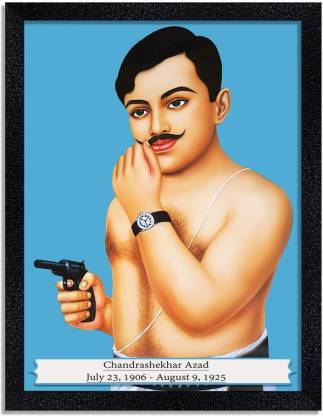 E Deals Freedom fighter Chandra Shekhar AzadPainting Digital Reprint framed painting for home , school , college , office and study room Digital Reprint 14 inch x 11 inch Painting
