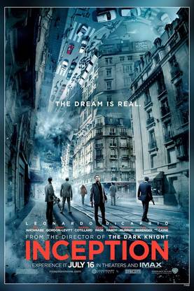 Inception Movie The Dream Is Real Leonardo Dicaprio Tom Hardy Ellen Page Cillian Murphy Joseph Gordon-Levitt Main Promo Matte Finish Poster Paper Print
