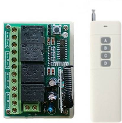 SiSAH 4 CH Channel 12V DC Wireless Relay Remote Control Switch 433Mhz Long Range Universal Remote