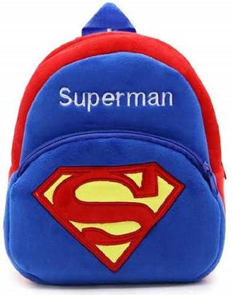 aurapuro Superman Waterproof Plush Bag (Red, Blue, 12 L) School Bag
