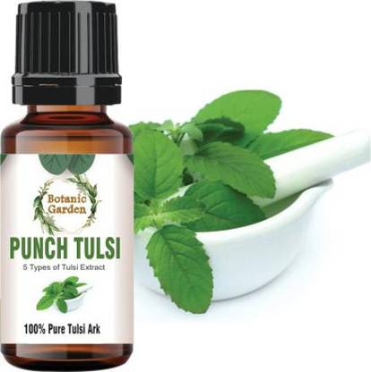 botanic garden Punch Tulsi Drops For fever, cold, headache, cough, sore throat, skin disorders like ringworm, pimples and itching, Improves digestive system/ Undiluted 100% Pure Essential Oil
