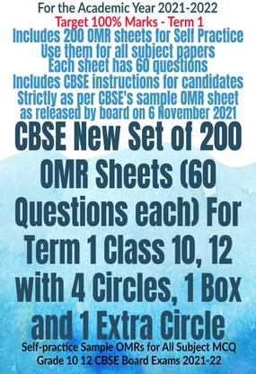 CBSE New Set of 200 OMR Sheets (60 Questions each) For Term 1 Class 10, 12 with 4 Circles, 1 Box and 1 Extra Circle