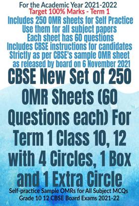 CBSE New Set of 250 OMR Sheets (60 Questions each) For Term 1 Class 10, 12 with 4 Circles, 1 Box and 1 Extra Circle