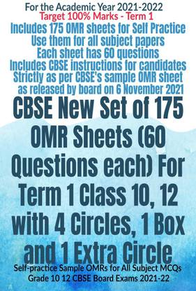 CBSE New Set of 175 OMR Sheets (60 Questions each) For Term 1 Class 10, 12 with 4 Circles, 1 Box and 1 Extra Circle