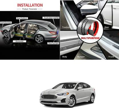 PROEDITION Carbon Fiber Wrap Auto Door Entry Guard Sticker,Anti-Collision Strip, Y59 Matte, Glossy, Chrome Ford Fusion Side Garnish