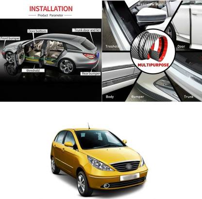 PROEDITION Carbon Fiber Wrap Auto Door Entry Guard Sticker,Anti-Collision Strip, Y215 Matte, Glossy, Chrome Tata Indica Vista Side Garnish