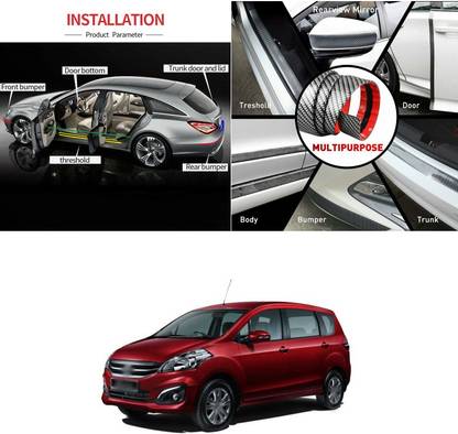 PROEDITION Carbon Fiber Wrap Auto Door Entry Guard Sticker,Anti-Collision Strip, Y166 Matte, Glossy, Chrome Maruti Ertiga Side Garnish