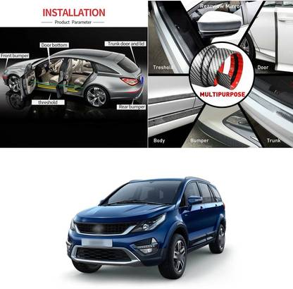 PROEDITION Carbon Fiber Wrap Auto Door Entry Guard Sticker,Anti-Collision Strip, Y28 Matte, Glossy, Chrome Tata Universal For Car Side Garnish