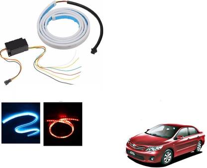 AuTO ADDiCT LED Dicky Light Ice Blue & Red DRL Brake with Side Turn Signal & Parking Indication Dicky, Trunk, Boot Strip Light For Toyota Corolla Altis Car Fancy Lights