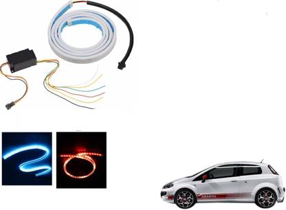 AuTO ADDiCT LED Dicky Light Ice Blue & Red DRL Brake with Side Turn Signal & Parking Indication Dicky, Trunk, Boot Strip Light For Fiat Abarth Car Fancy Lights