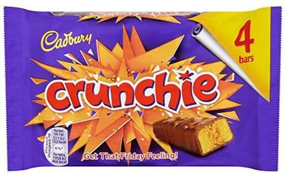 Cadbury CRUNCHIE 4 PACK CHOCOLATE BAR IMPORTED MADE IN UK 4 X 26.1G Bars