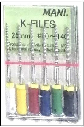 Mani K file 25mm size 90-140 Root Canal Endodontic Files stainless steel Dental Elevator
