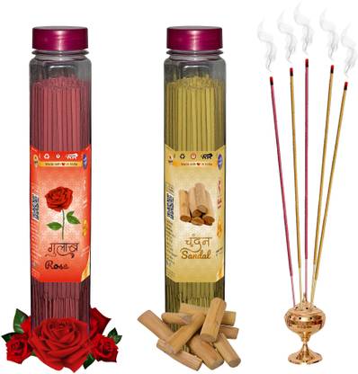 Shankh Rose & Sandal (Chandan) Agarbatti (Incense Stick) Pack of 200 gram (100 + 100) Fragrances Rose, Sandal (Chandan)