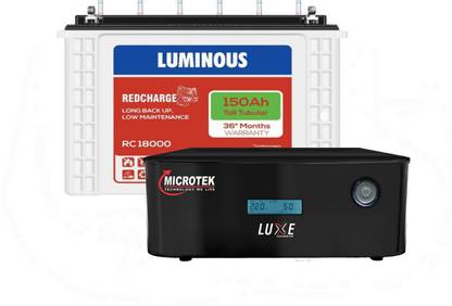 LUMINOUS Red Charge RC 18000 +MICROTEK UPS LUXE SW 1400 Tubular Inverter Battery
