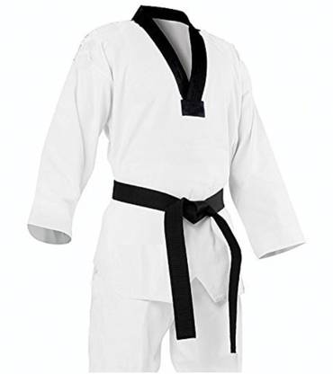 Firefly Taekwondo Dress Men Complete Set White Top Pant with Waist Black Belt Size 30 Martial Art Uniform