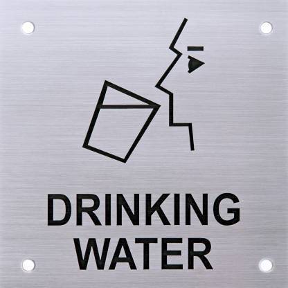 SIGNAGEBOARDS Stainless Steel DRINKING WATER STEEL LOGO, ETCHING SIGN Name Plate