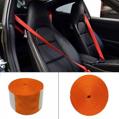 Auto MT Car 3.6M Orange Seat Belt Webbing Polyester Seat Lap Retractable Nylon Safety Strap Seat Belt Buckle