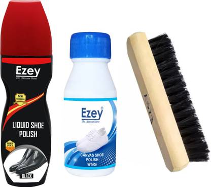 Ezey liquid polish (black) + canvas + shoe brush Patent Leather, Leather, Synthetic Leather Shoe Cleaner