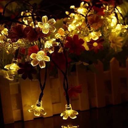 Verilux String Lights for Home Decoration Sakura Flower Solar Charging 21 FT 30 LED Solar Light Set