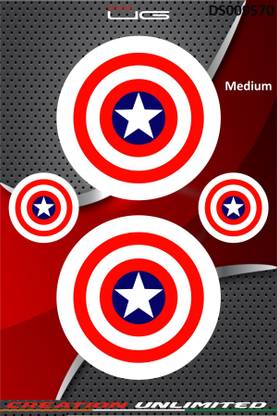 Golden Fox 15.24 cm MULTICOLOR CAPTAIN AMERICA SHIELD STCKERS FOR ALL BIKES AND CARS Self Adhesive Sticker