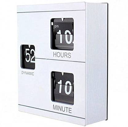 RV Mart Digital White, Book Shaped Auto Flip Clock Internal Gear Operated Creative Dynamic Flip Down Clock in Book Shape for Home & Office Decoration Black Clock
