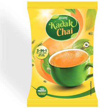 ATLANTIS 3 in 1 Kadak Cardamom Tea Premix (Contains Tea, Milk and Sugar) Cardamom Instant Tea Pouch
