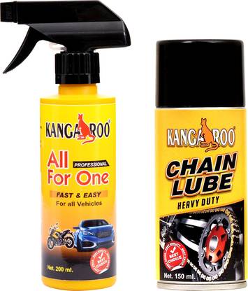 KANGAROO Chain Lube 150 Ml + All-for-One 200 Ml ( Moter Bike Polish and Chain Lube ) Chain Oil