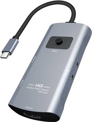 Tobo Z54A HD Output + 2 x HD Input + Mic + Audio to Type-C Video Capture Switcher with Loop 1080 inch Blu-ray Player