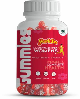 York IN Gummies Women's Immunity Multivitamin Strawberry Gummies - Vitamins A, C, D, E,B1