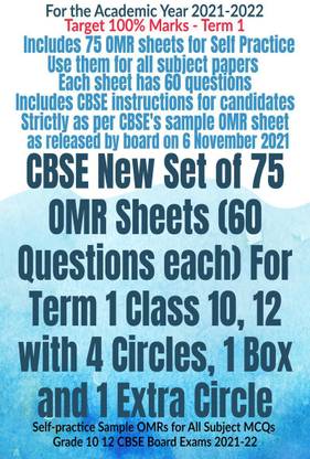 CBSE New Set of 75 OMR Sheets (60 Questions each) For Term 1 Class 10, 12 with 4 Circles, 1 Box and 1 Extra Circle
