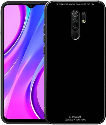 ELEF Back Cover for Xiaomi Redmi 9 Prime Glass Back Cover Toughened Luxurious Shockproof TPU Camera Protection