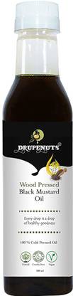 Drupenuts Wood Pressed Black Mustard Oil (Sarso Ka Tel) | Kolhu/ Kacchi Ghani/ Chekku | Natural & Chemical-Free | Ideal for Cooking, Baking Purpose Mustard Oil Plastic Bottle